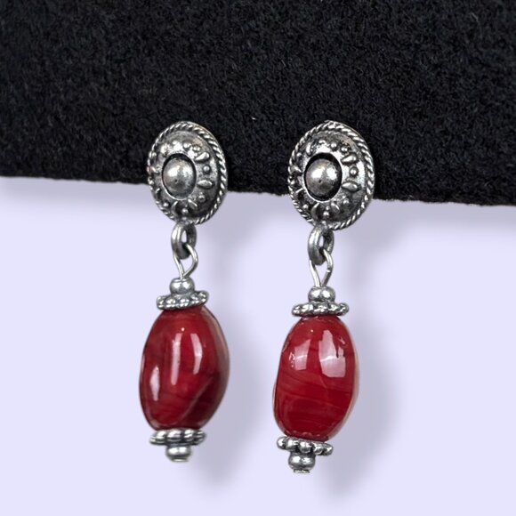 Bohemian Dangling Red Stone Earrings - Picture 2 of 5